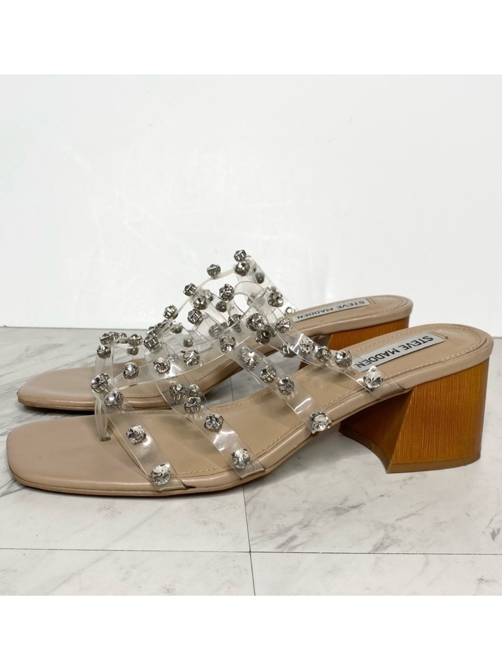 Steve Madden Intricate Clear Jewel Heeled Sandal 8 1/2